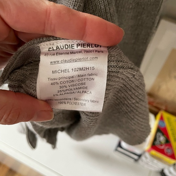 Claudie Pierlot Gray Ribbed Cardigan - Picture 8 of 8